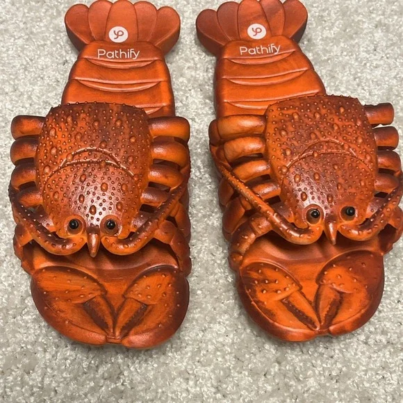 New Novelty Lobster Slippers Slides Flip Flops Sandals Mens 9.5-10/EU 42/43 - Picture 2 of 7